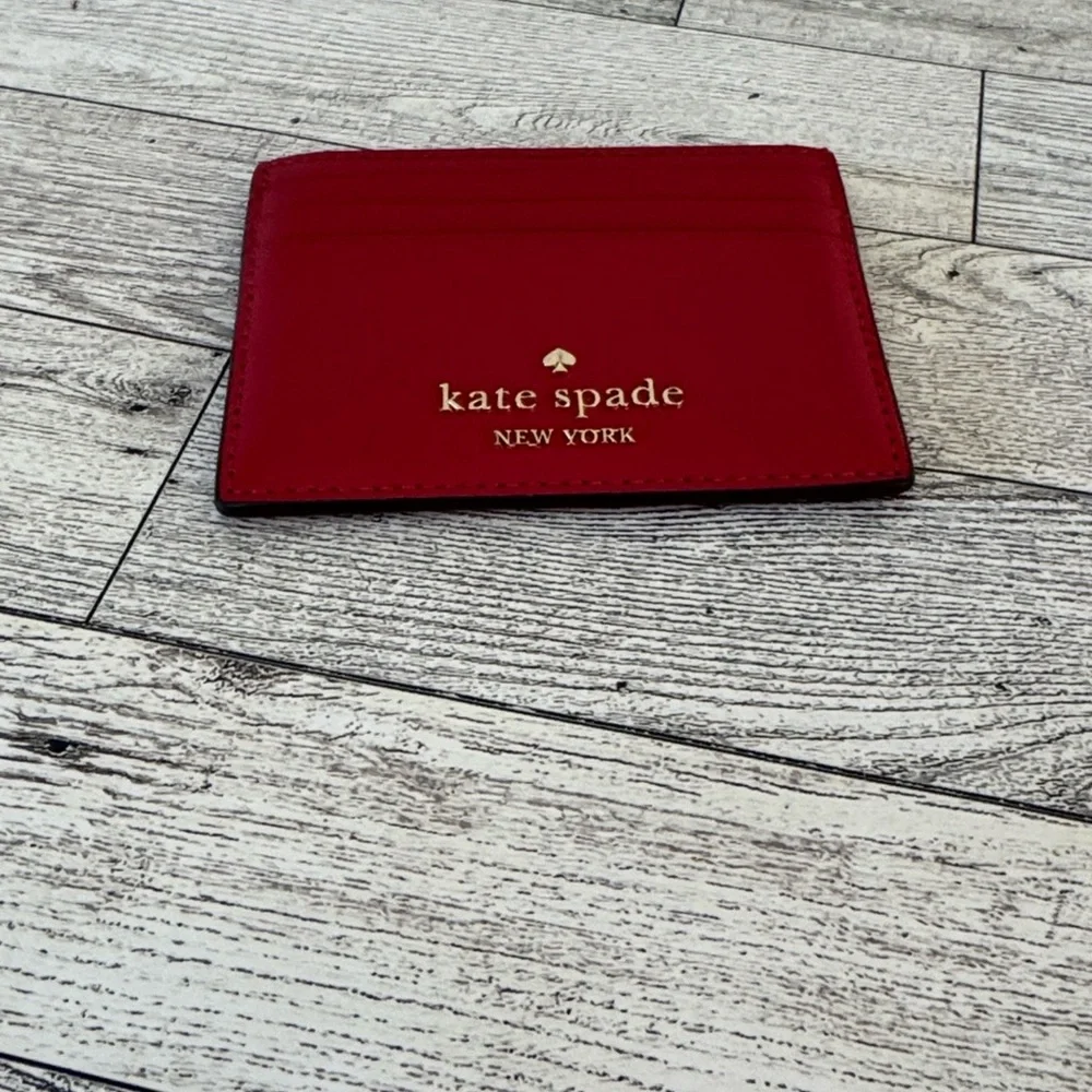 Kate Spade Red Leather Slim Card Wallet